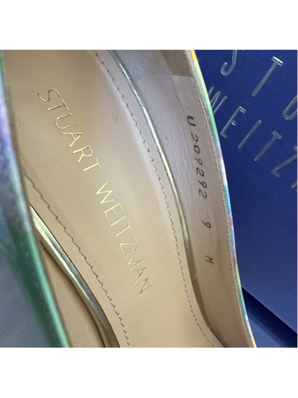 Stuart Weitzman HEIST Lake Sunflower Patent Leather Watercolor Pumps Size 9 Med - Picture 5 of 13
